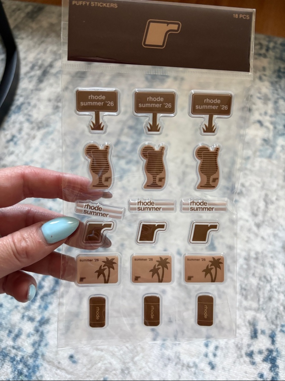 RHODE Brown and Cream Puffy Sticker Sheet